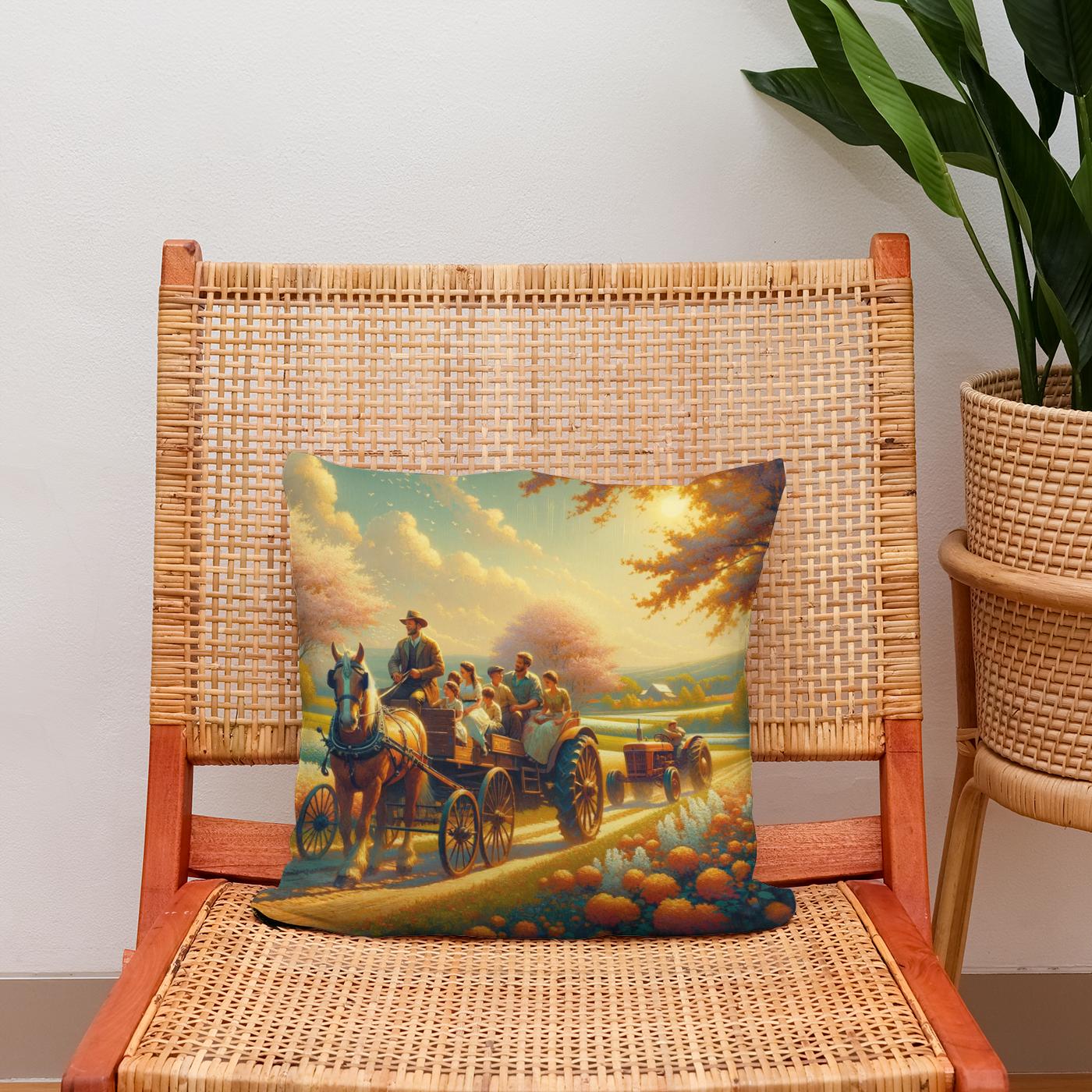 Springtime Family Journey Cotton Cushion