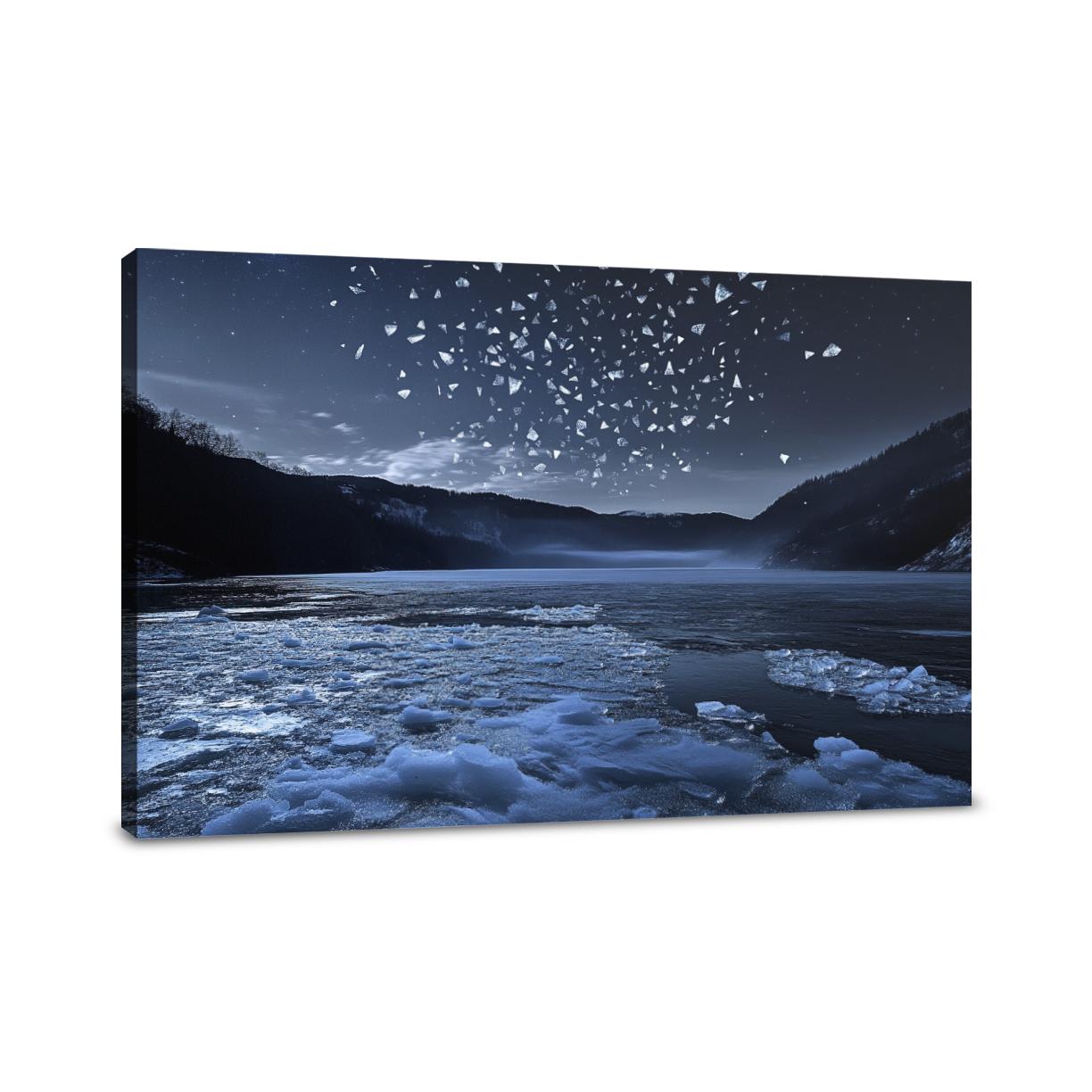 Moonlit Frozen Lake Canvas