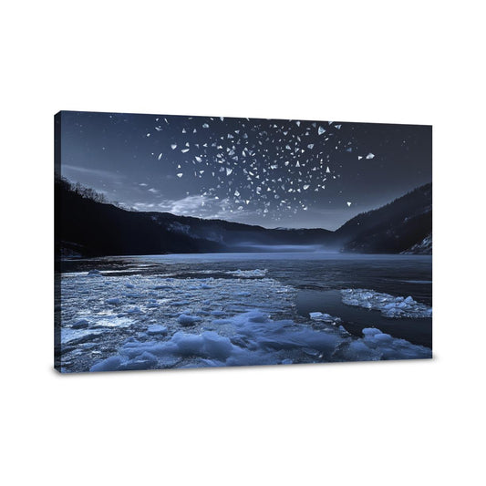 Moonlit Frozen Lake Canvas