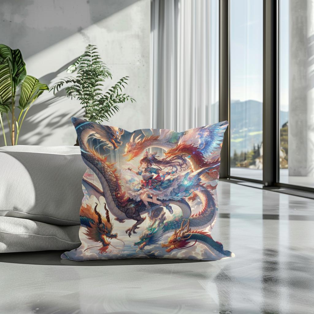 Elemental Dragon Dance Cotton Cushion