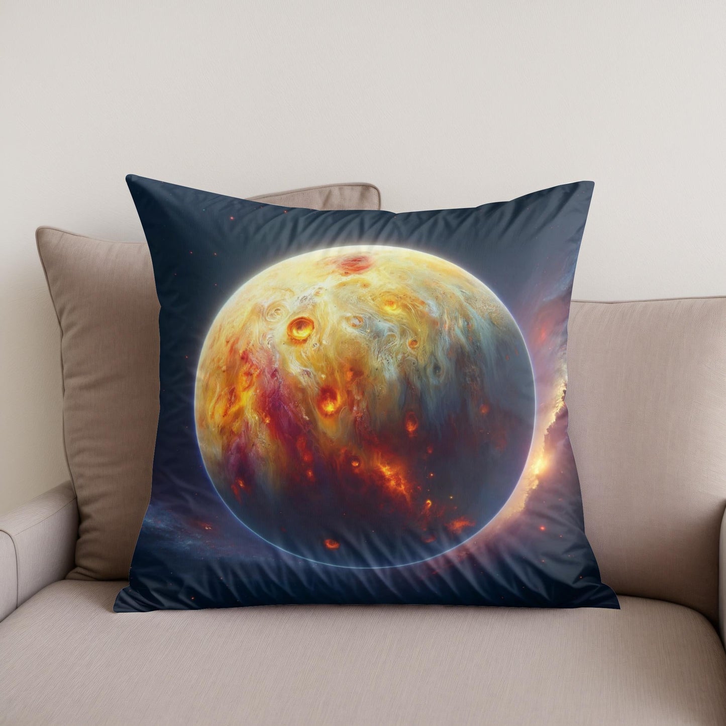 Io's Volcanic Splendor Cotton Cushion