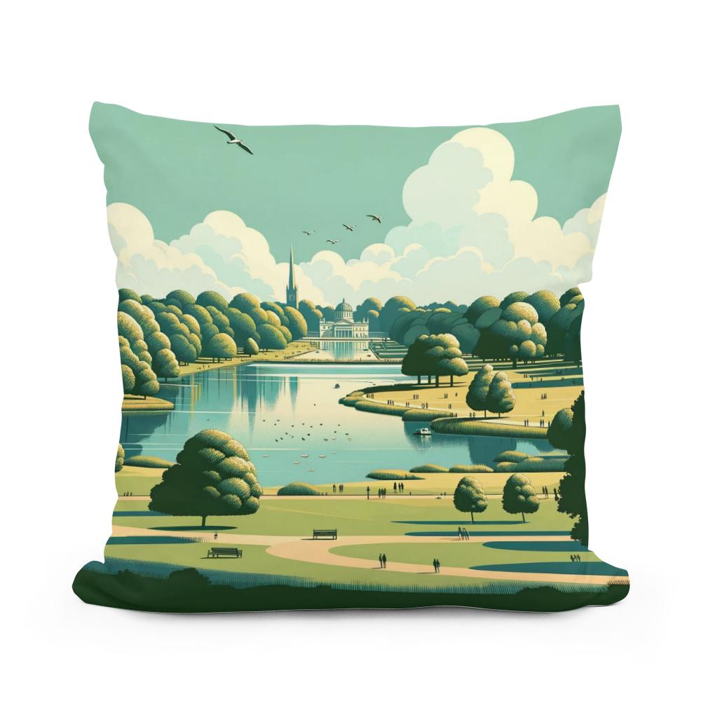 London Hyde Park Minimalist Tranquility Cotton Cushion