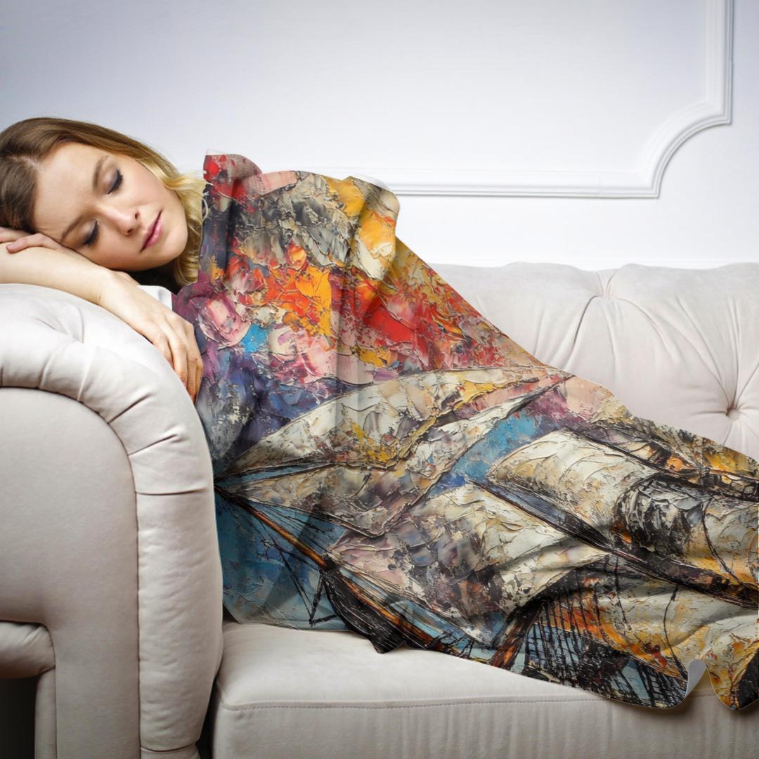 Sailing Ship Tempest Blanket