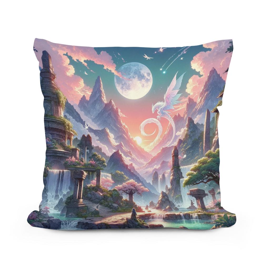 Mystical Mountain Sanctuary Cotton Cushion