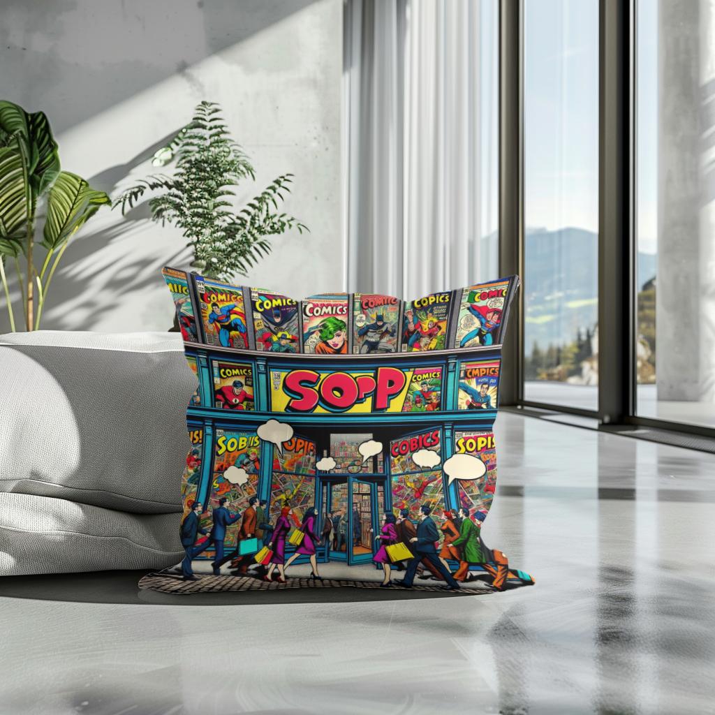 Pop Art Comics Hub Cotton Cushion