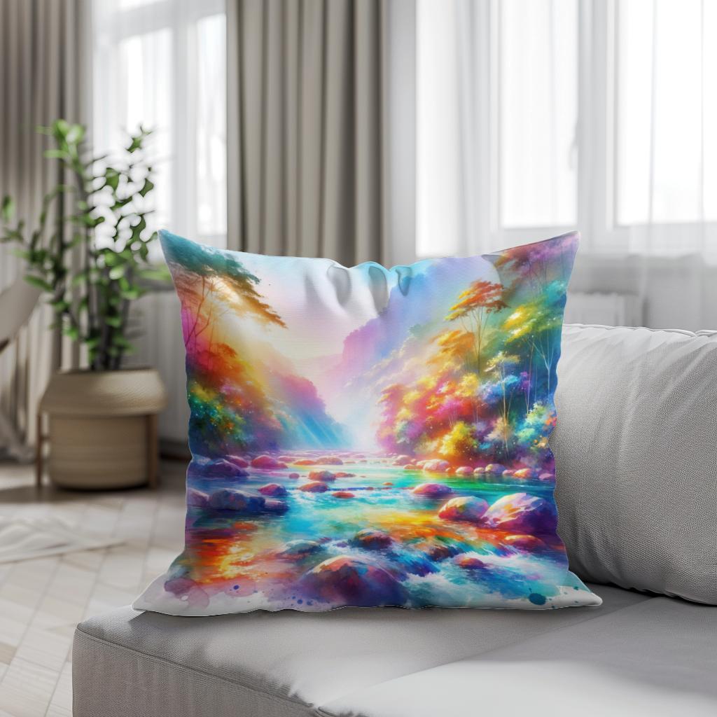 Rainbow River Cotton Cushion
