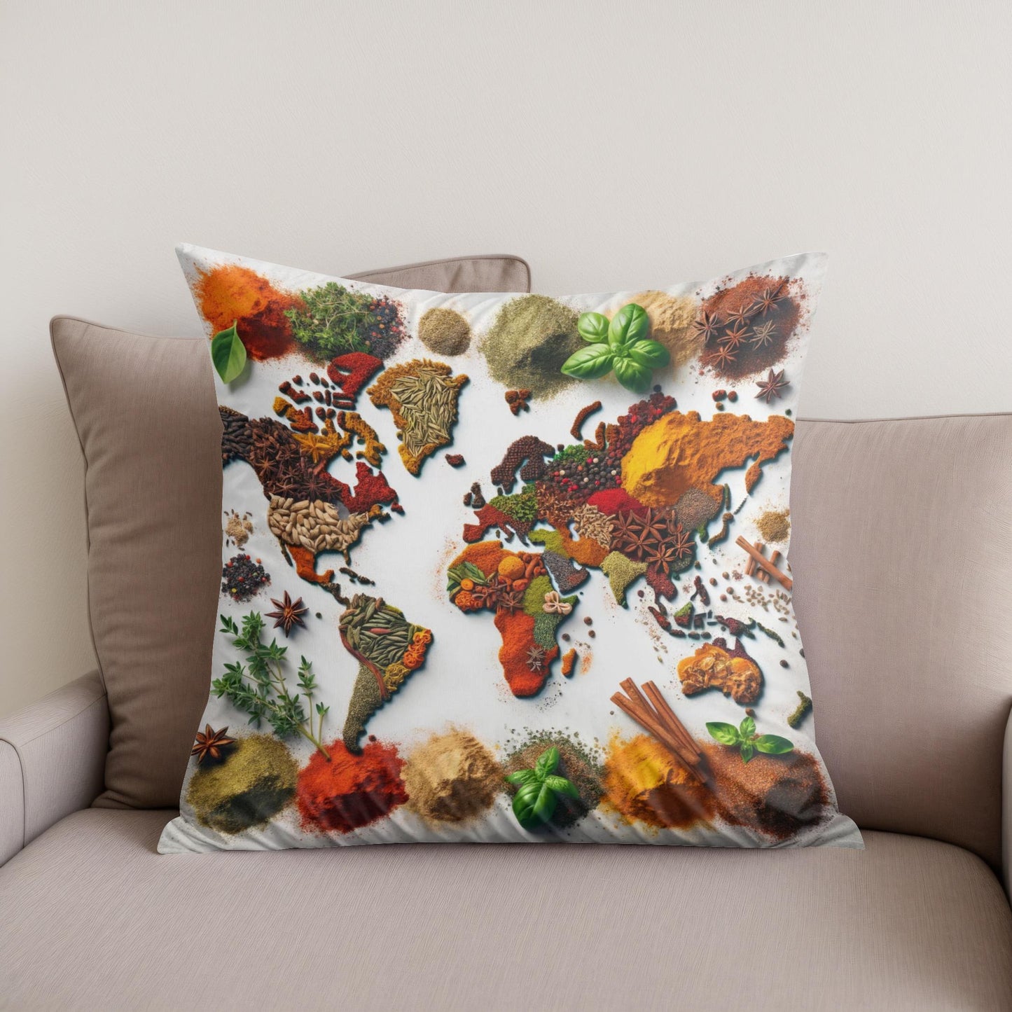Spice World Map Cotton Cushion