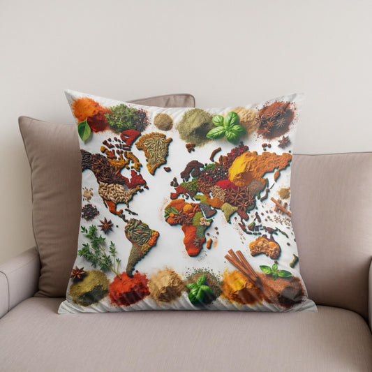 Spice World Map Cotton Cushion