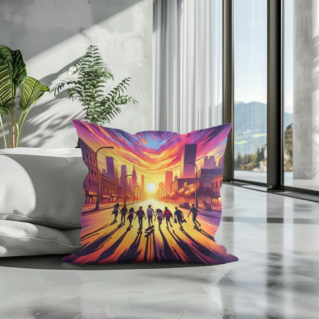 Golden Hour Skateboard Summer Cotton Cushion