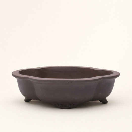Unglazed Bonsai Pot Floral | 26cm x 21cm x 6cm | YB1129