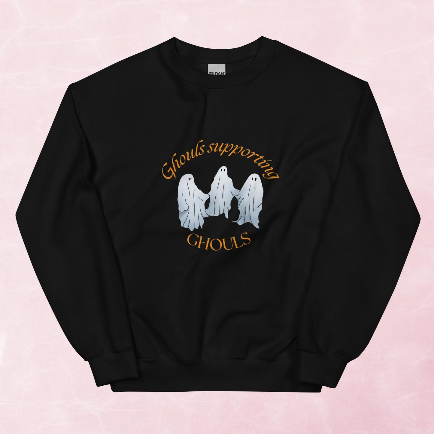 Cool quirky ghouls supporting ghouls ghost hand illustrated graphic unisex sweatshirt