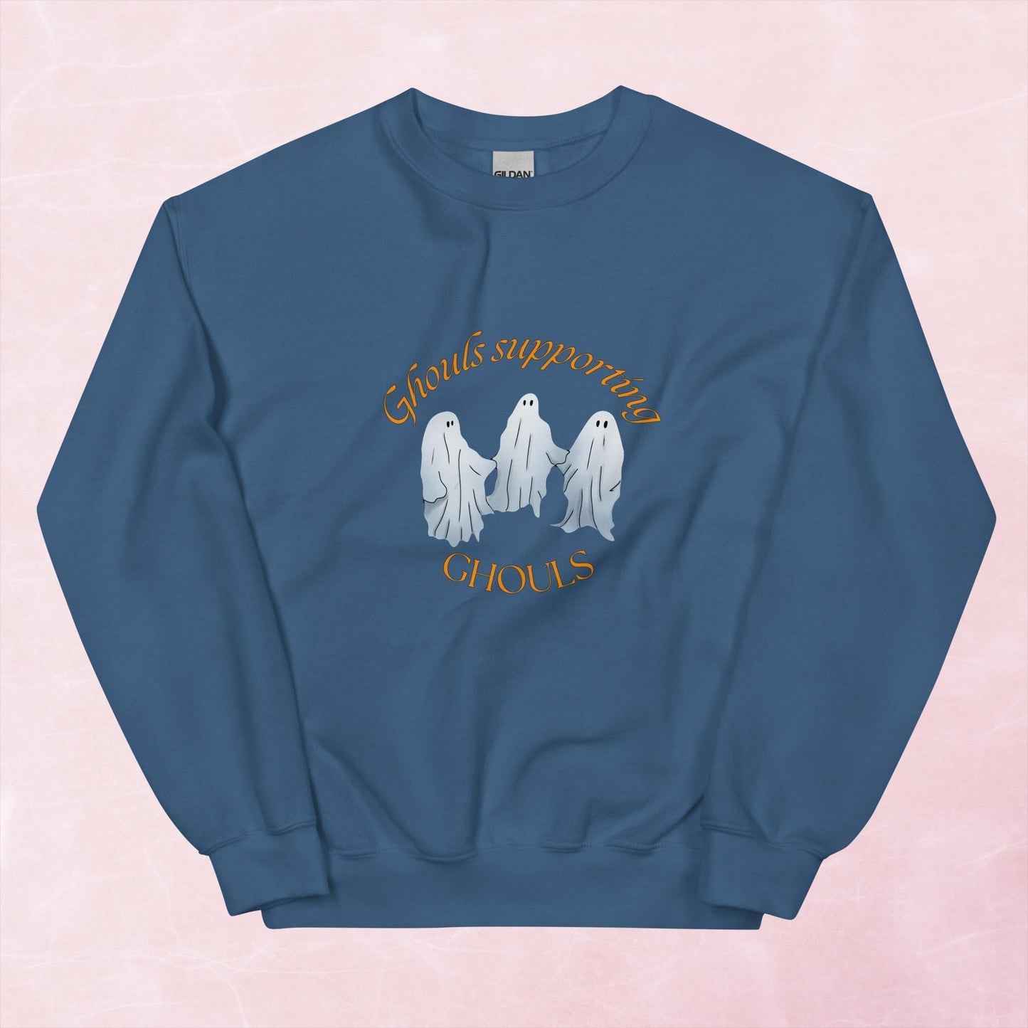 Cool quirky ghouls supporting ghouls ghost hand illustrated graphic unisex sweatshirt