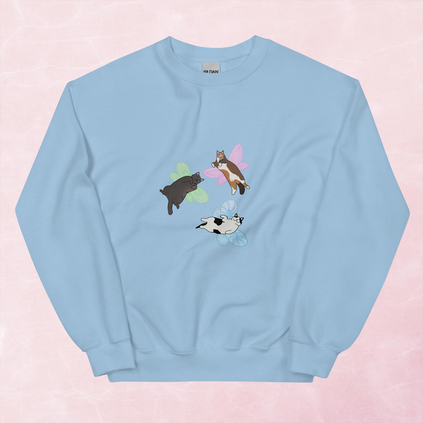 Cool quirky flying fairy cat unisex graphic sweatshirt