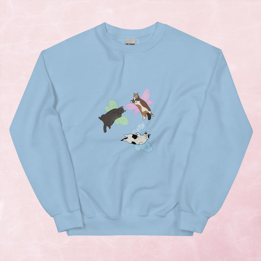 Cool quirky flying fairy cat unisex graphic sweatshirt