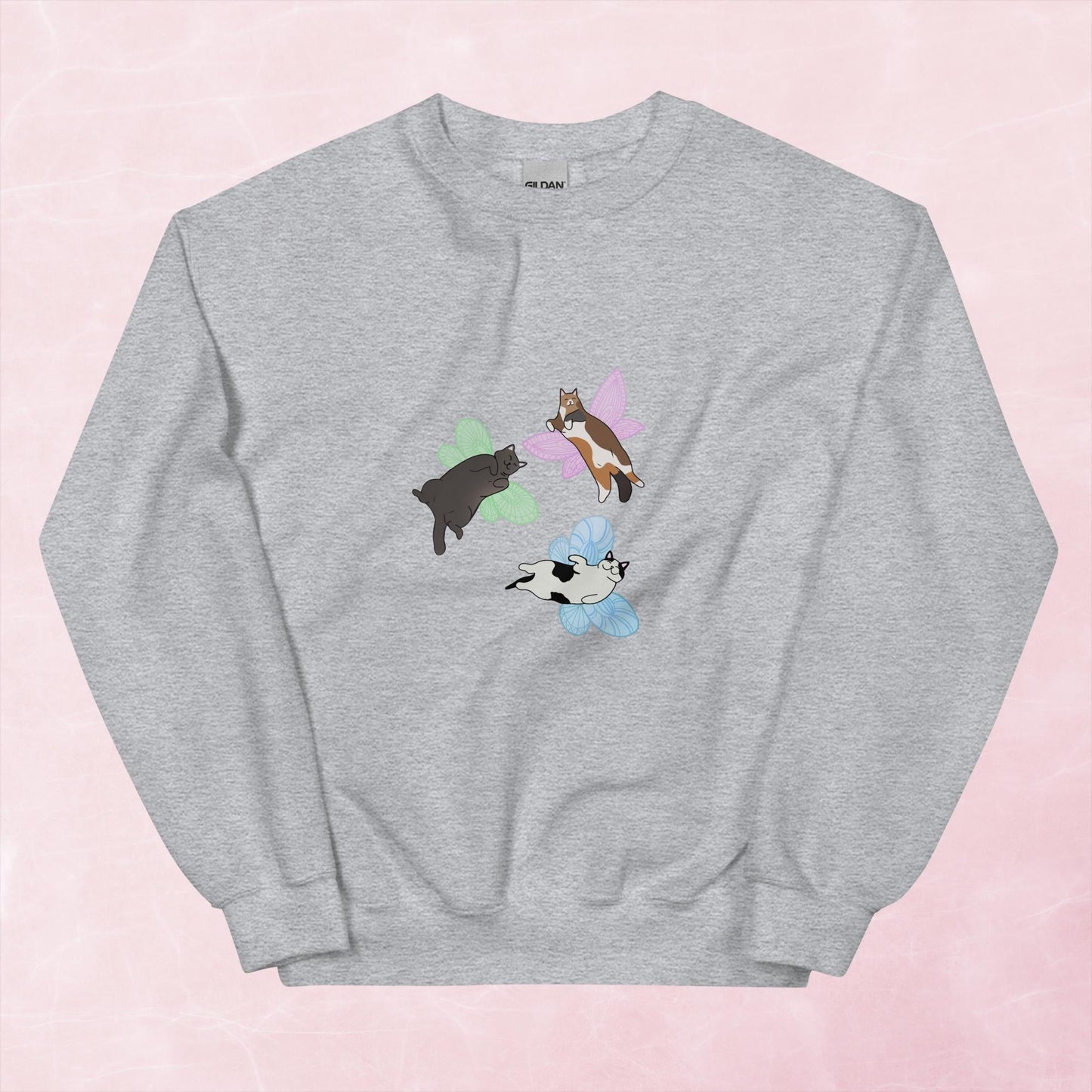 Cool quirky flying fairy cat unisex graphic sweatshirt