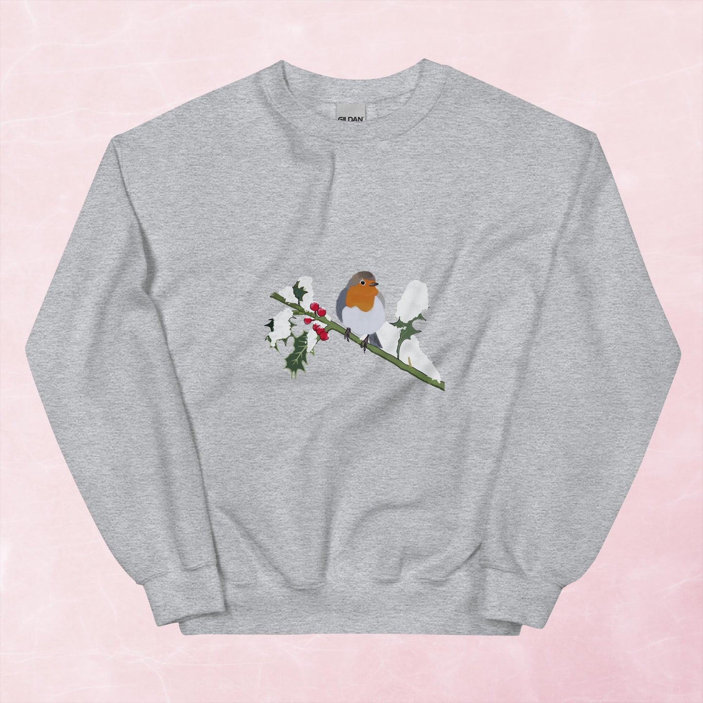 Cute hand illustrated Christmas robin bird unisex graphic sweatshirt jumper