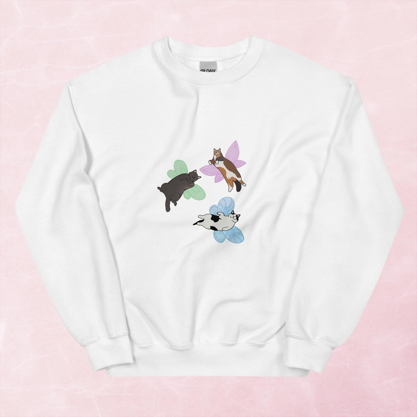 Cool quirky flying fairy cat unisex graphic sweatshirt