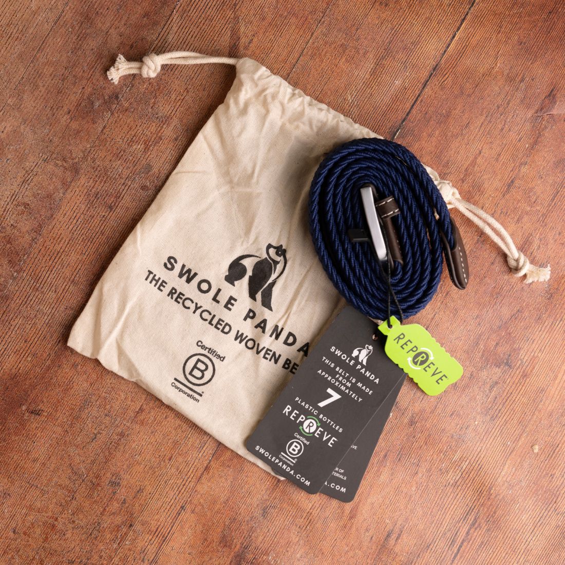 Woven Belt - Navy / Grey & Brown Zigzag