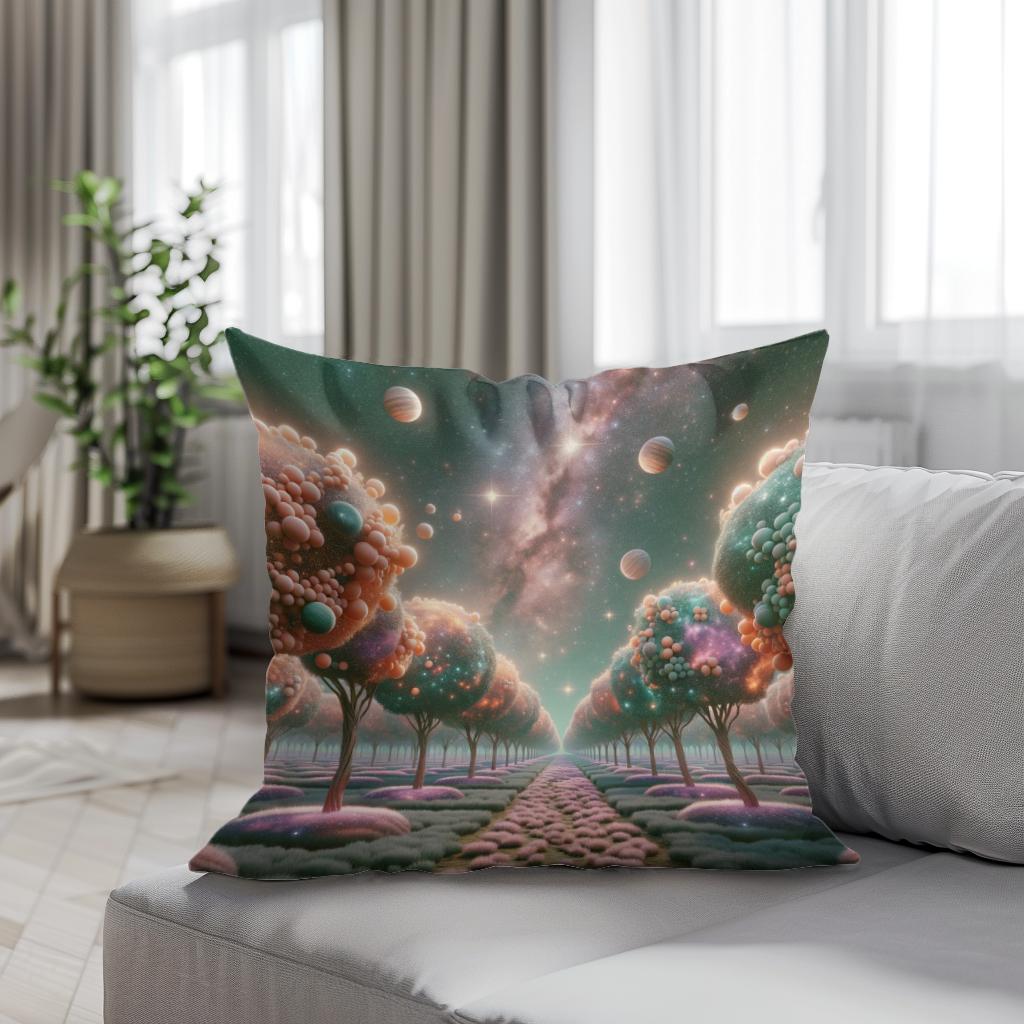 Cosmic Orchard Cotton Cushion