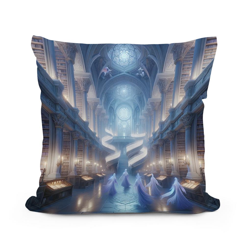 Mystic Elven Library Cotton Cushion