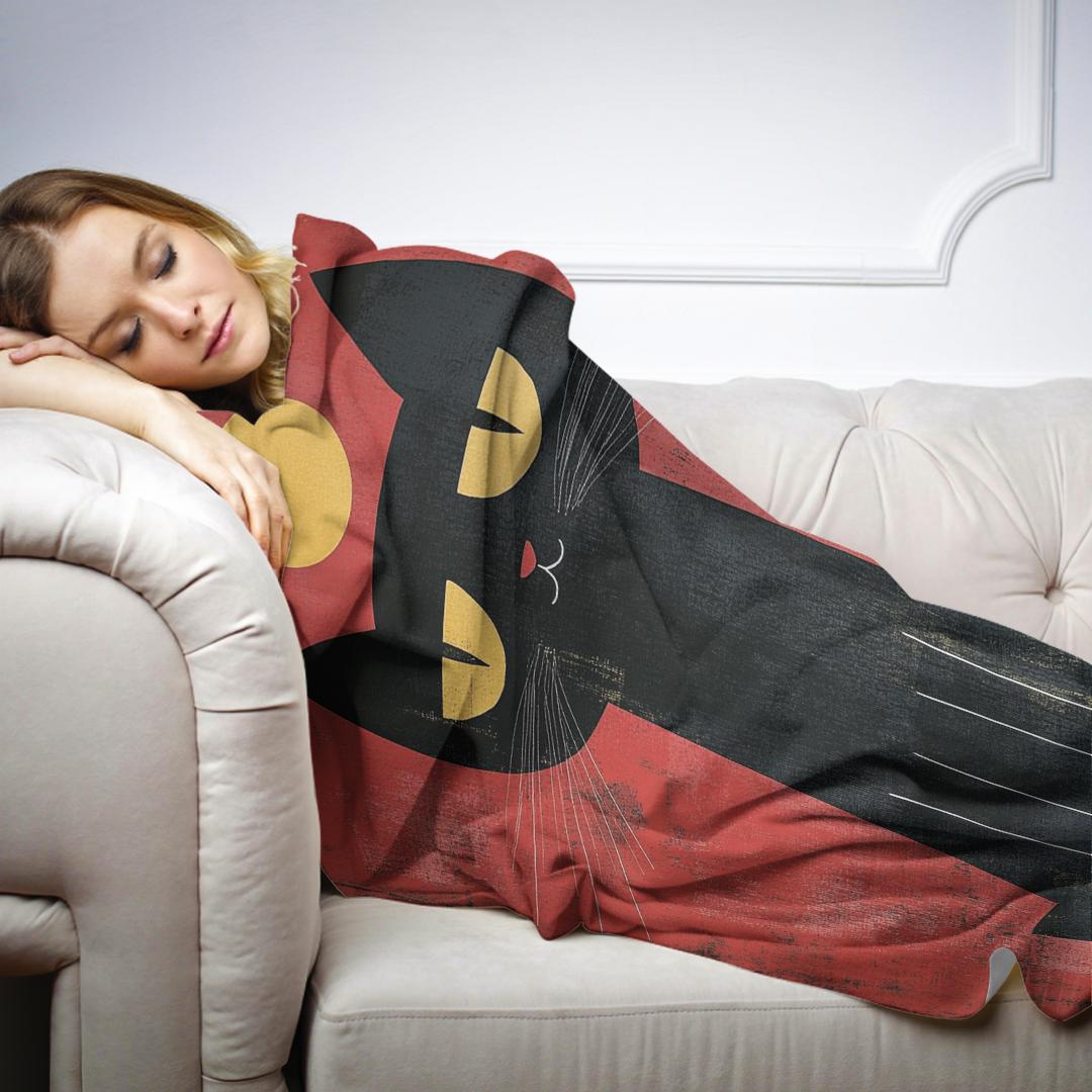 Edgy Black Cat Blanket