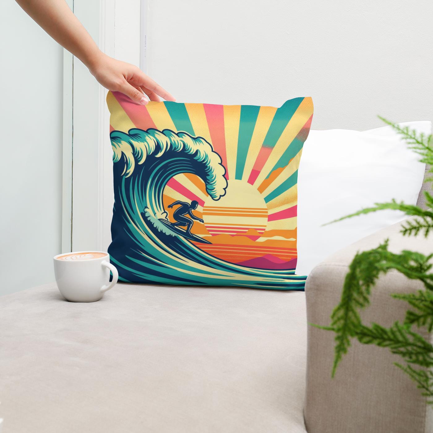 Sunset Surf Spectacle Cotton Cushion