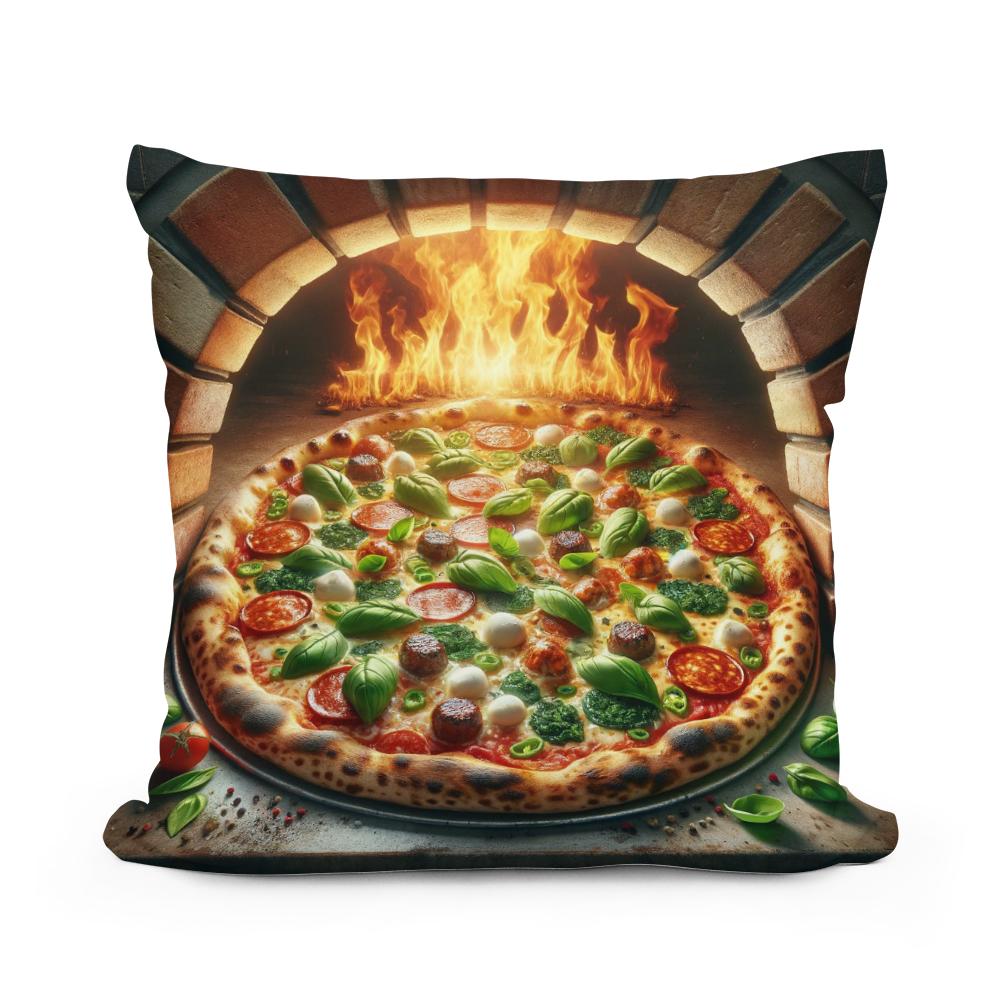 Rustic Italian Pizza Cotton Cushion