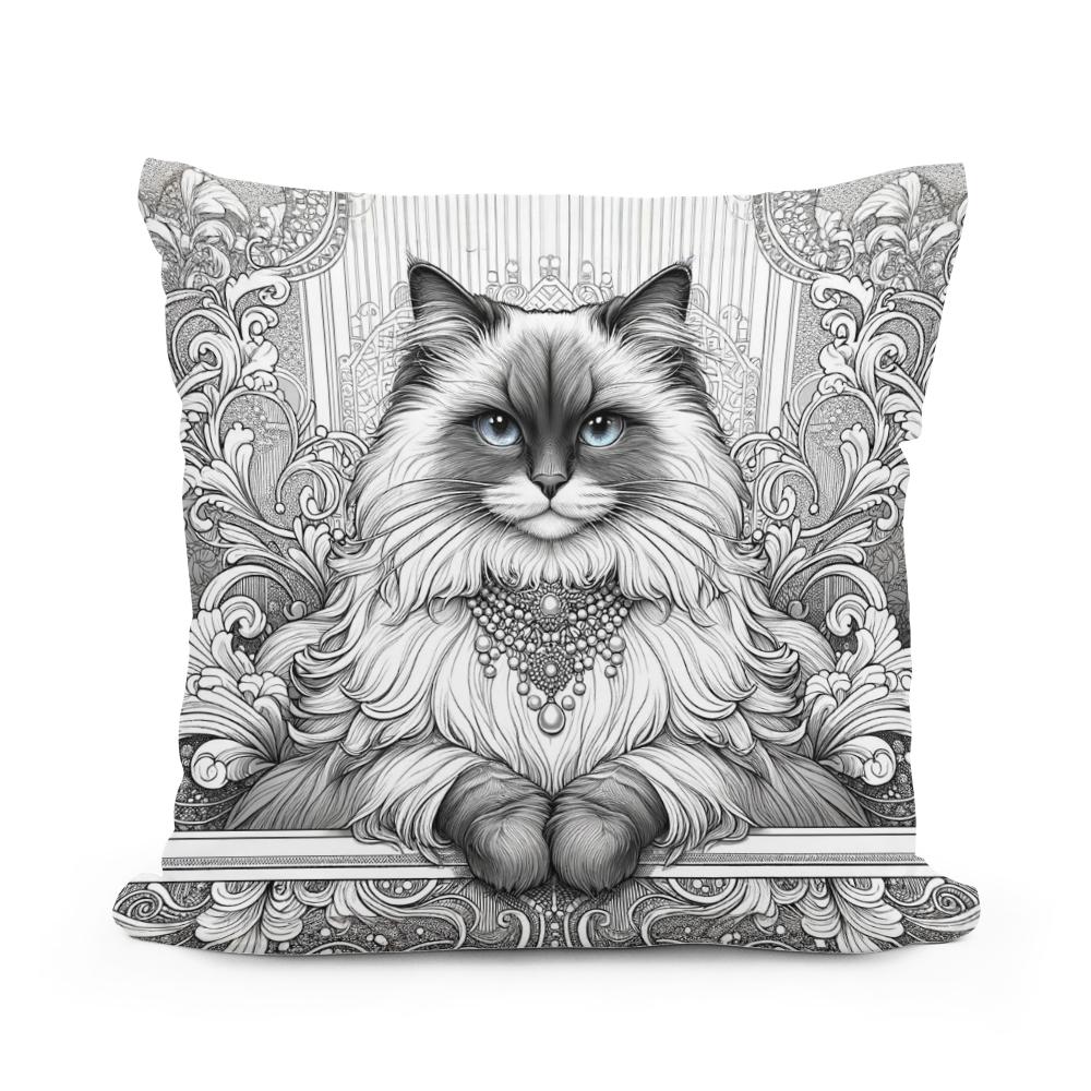 Glamour Ragdoll Line Art Cotton Cushion