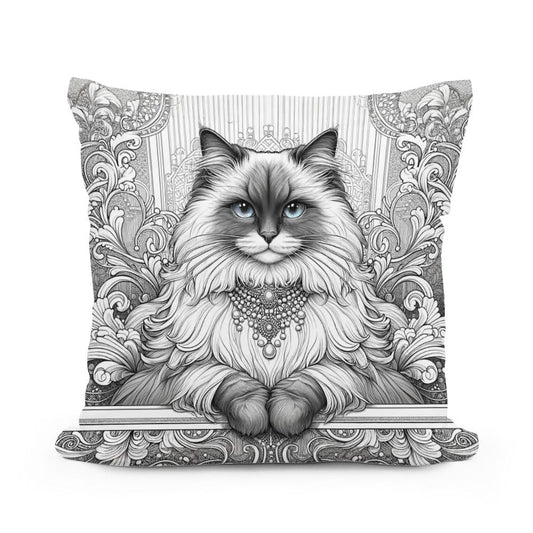Glamour Ragdoll Line Art Cotton Cushion