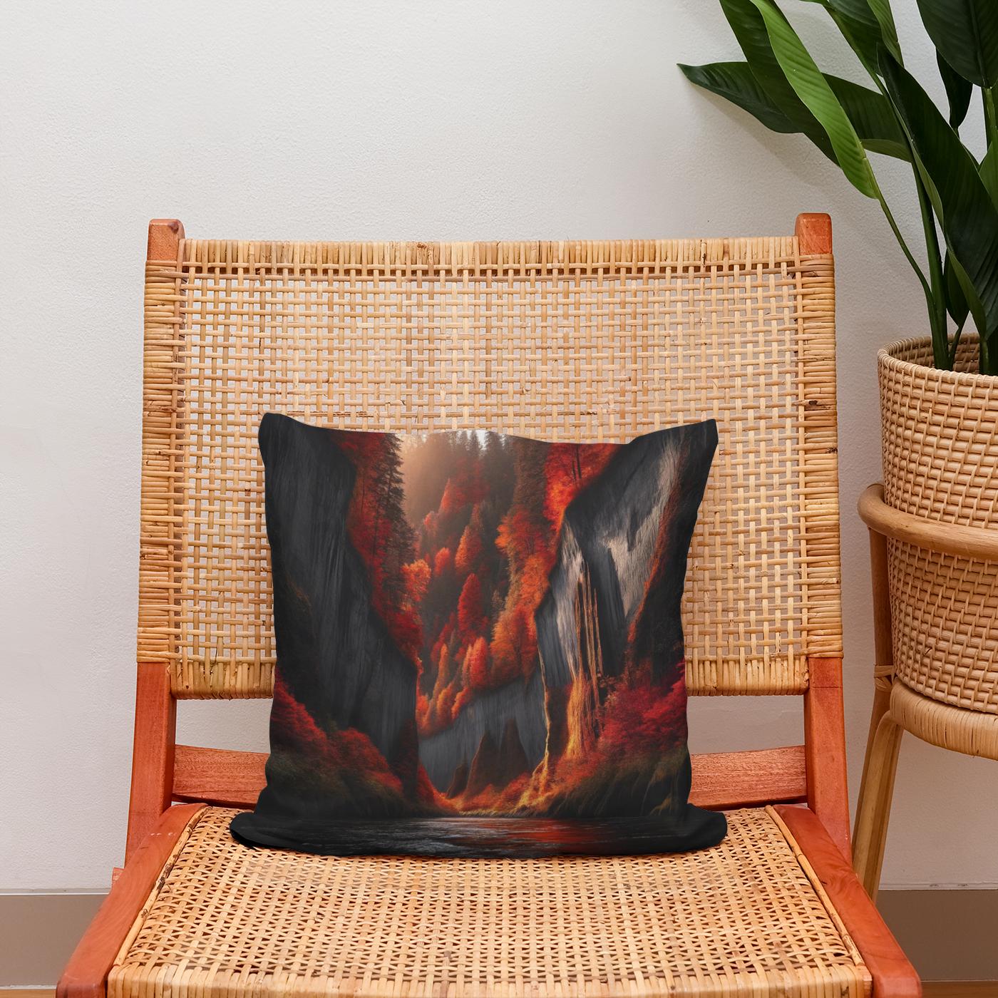 Autumn Canyon River Cotton Cushion