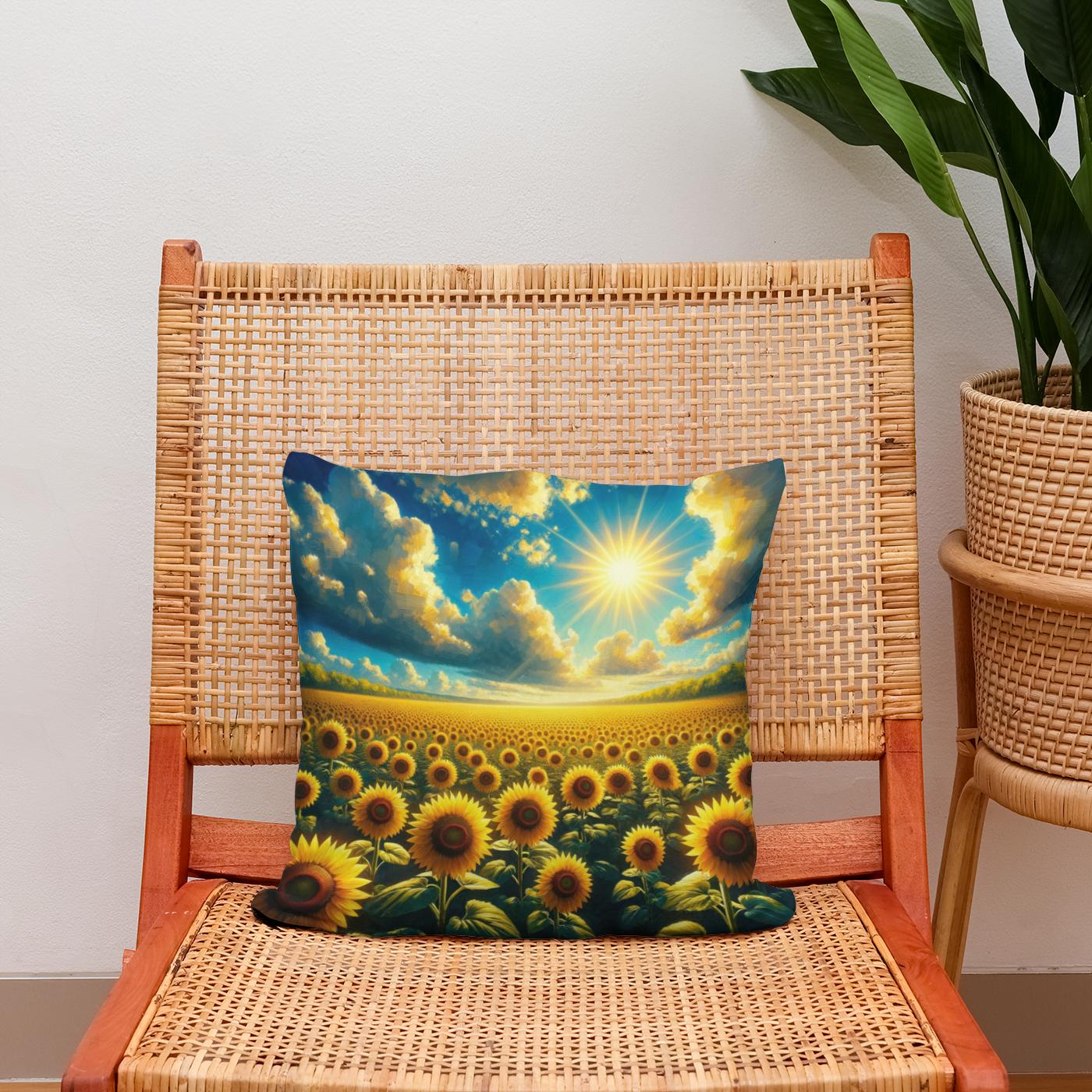 Vibrant Sunflower Glory Cotton Cushion