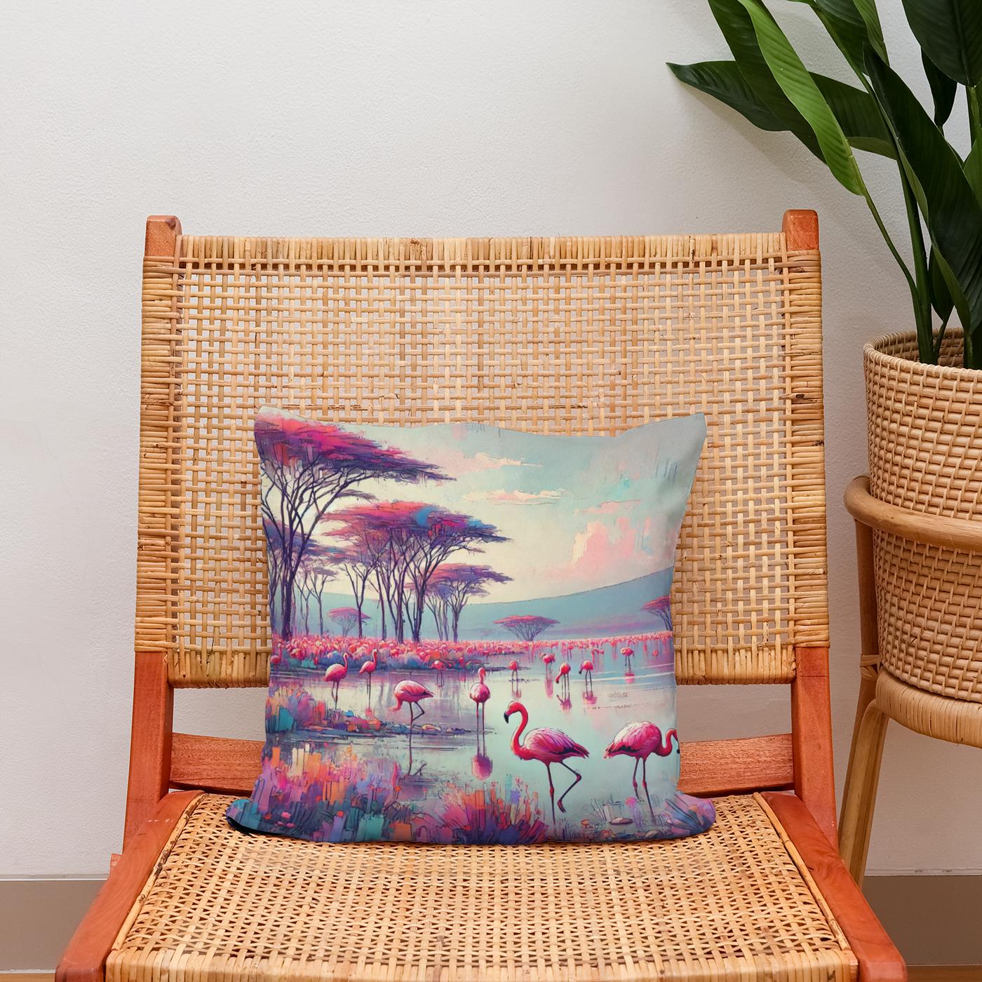 Flamingo Paradise Cotton Cushion