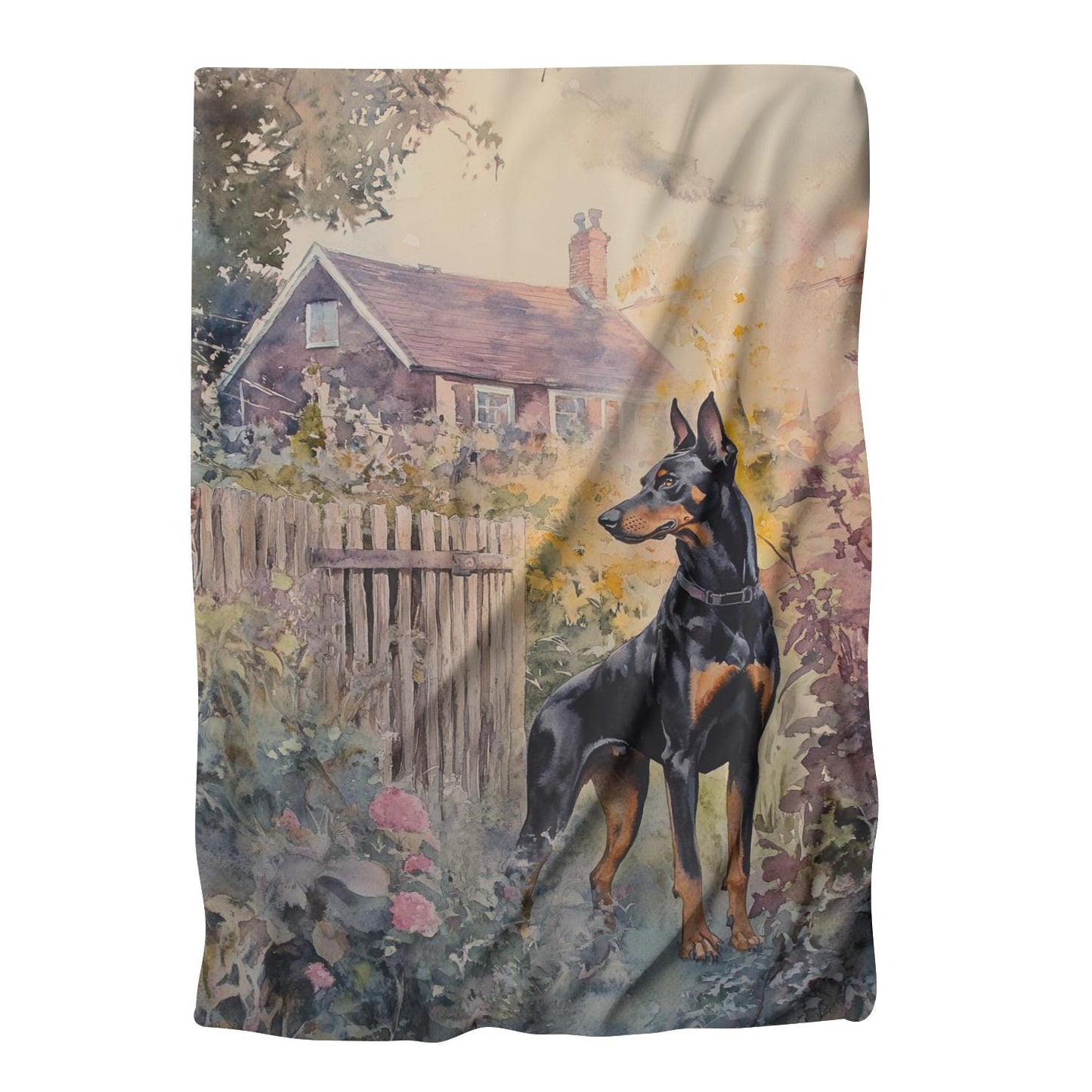 Doberman Sunset Garden Blanket