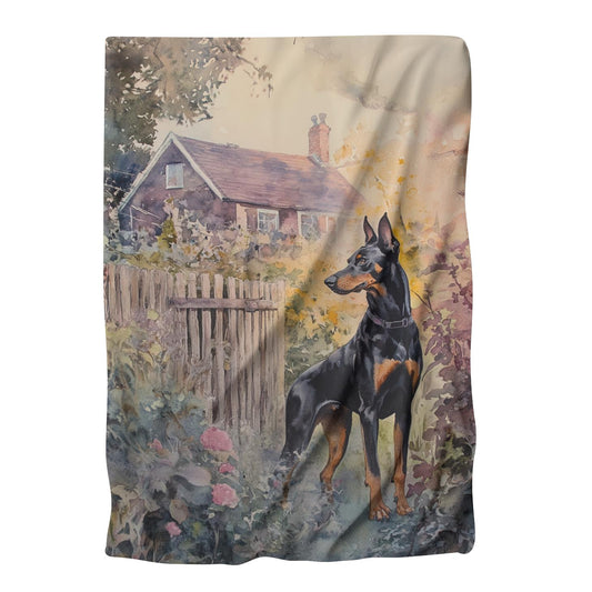Doberman Sunset Garden Blanket