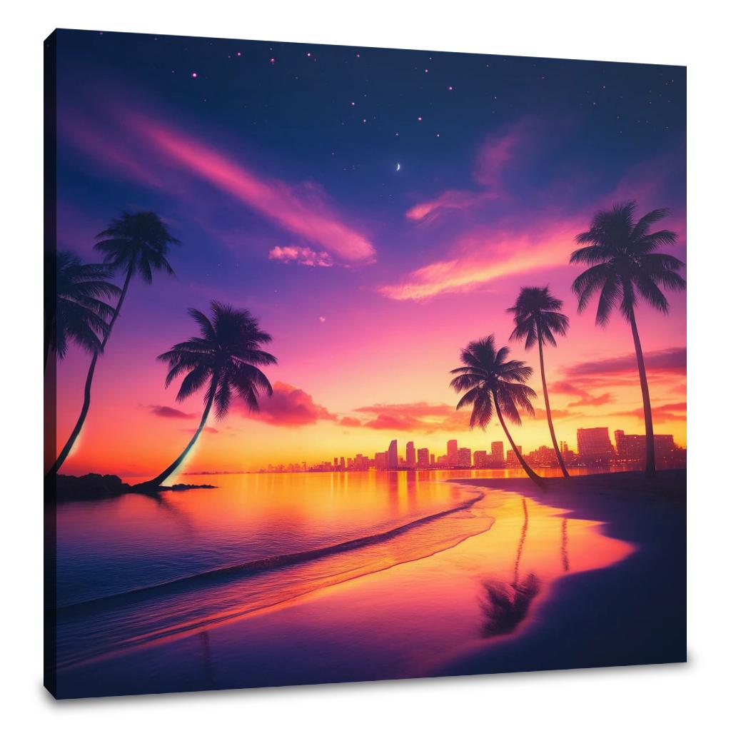 Miami Sunset Serenity Canvas