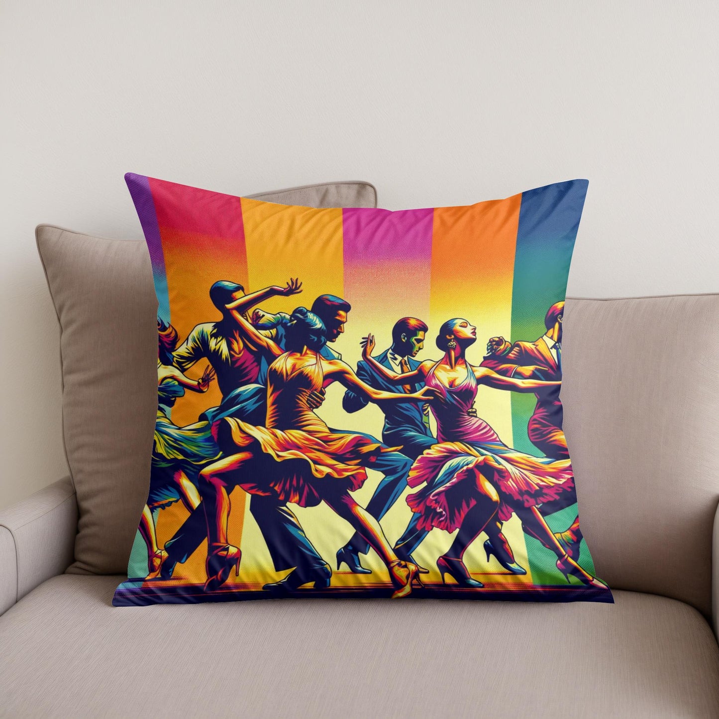 Vibrant Dance Spectrum Cotton Cushion