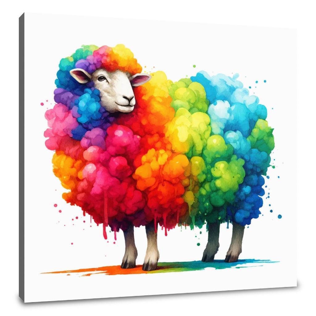 Rainbow Wool Sheep Canvas