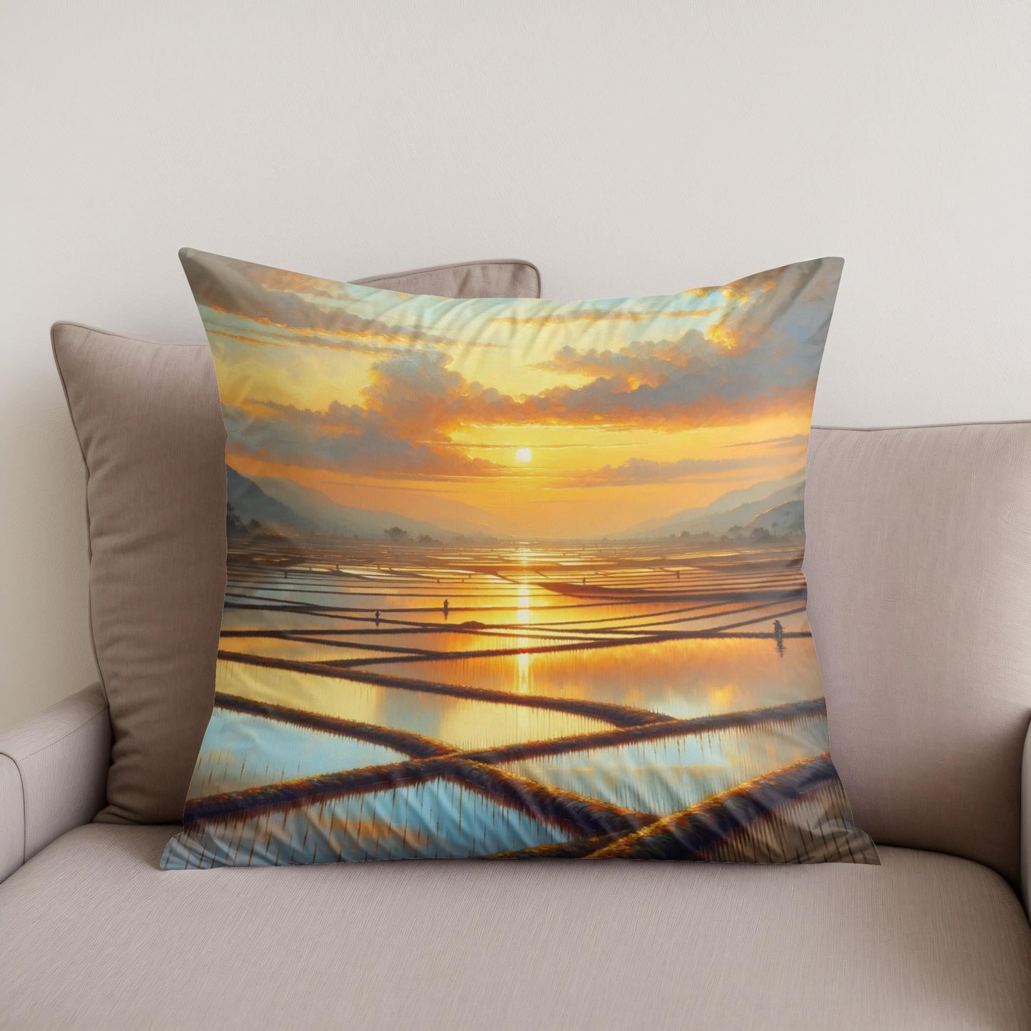 India's Sunset Serenity Cotton Cushion