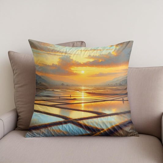 India's Sunset Serenity Cotton Cushion