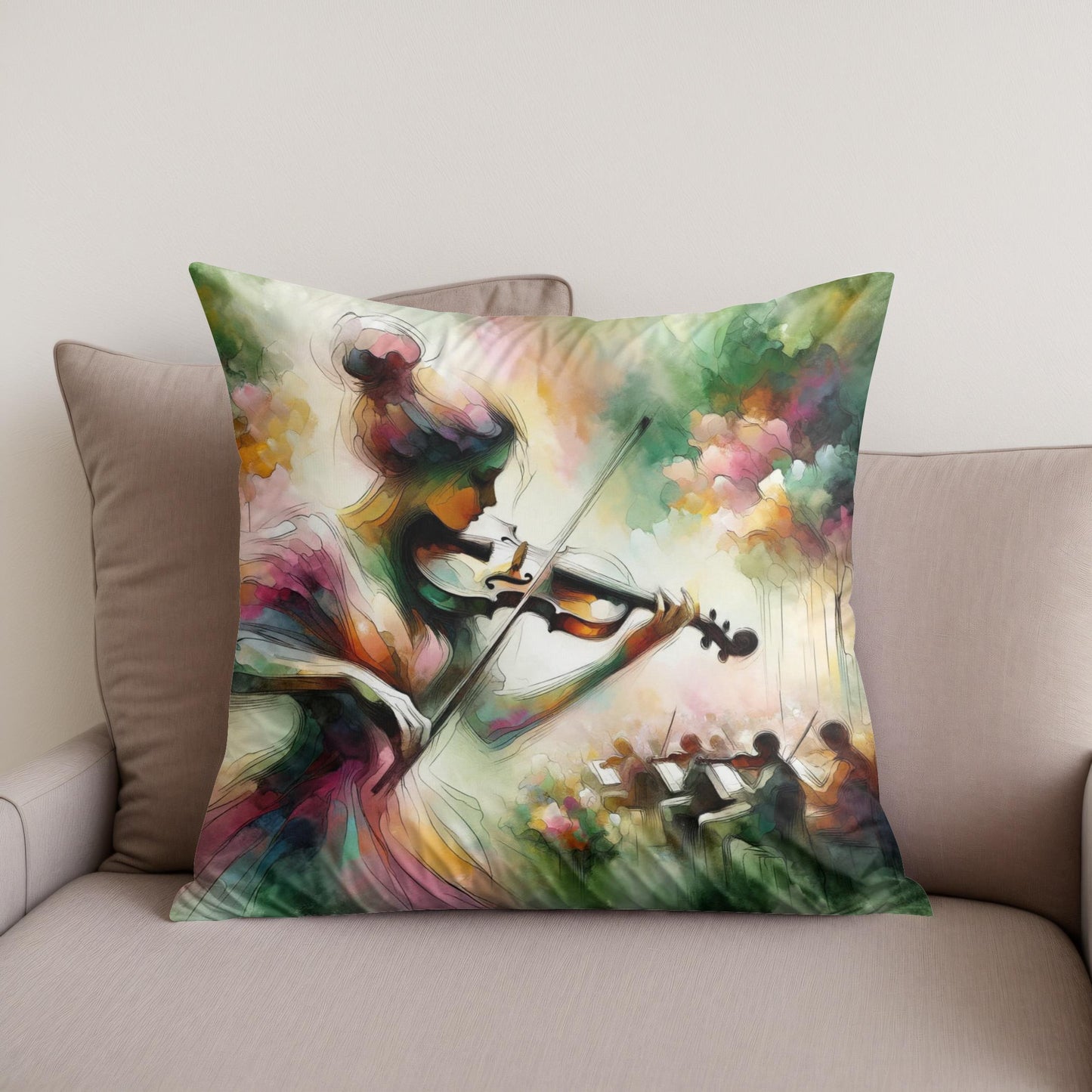 Garden Violinist Cotton Cushion