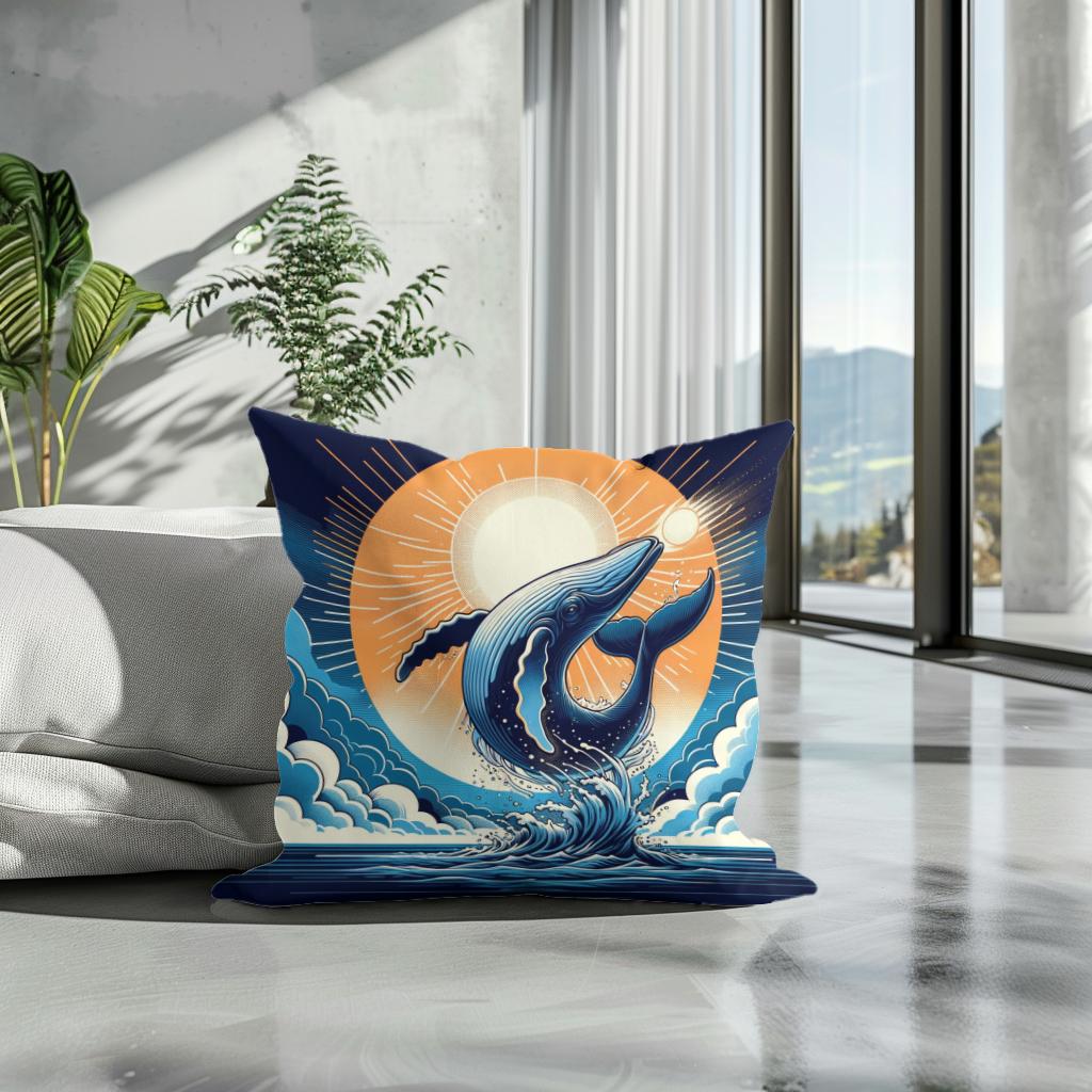 Whale's Cosmic Volley Cotton Cushion