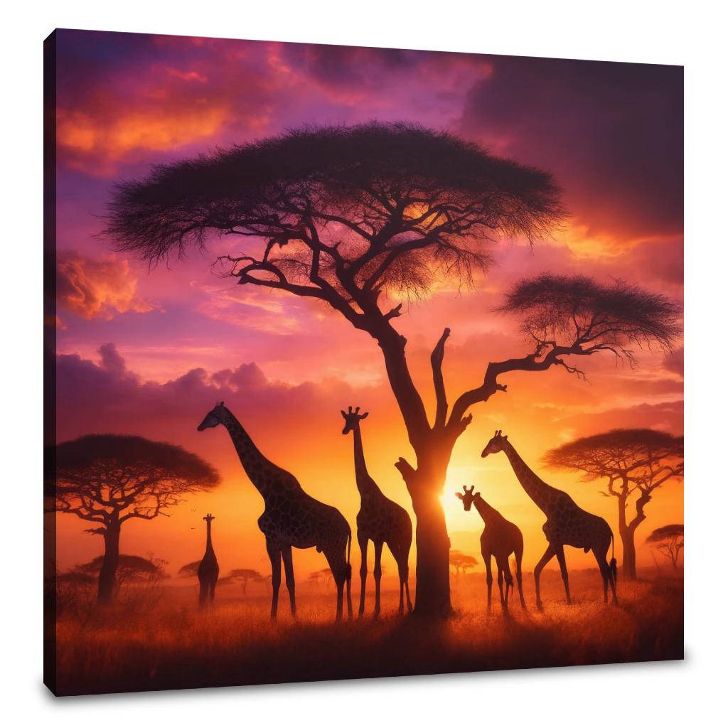 Sunset Giraffes Canvas