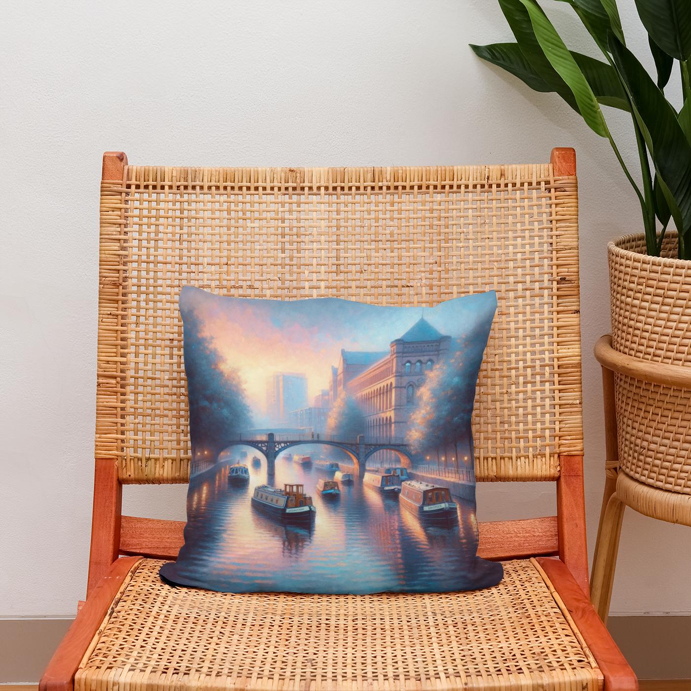 Manchester Castlefield Dusk Cotton Cushion