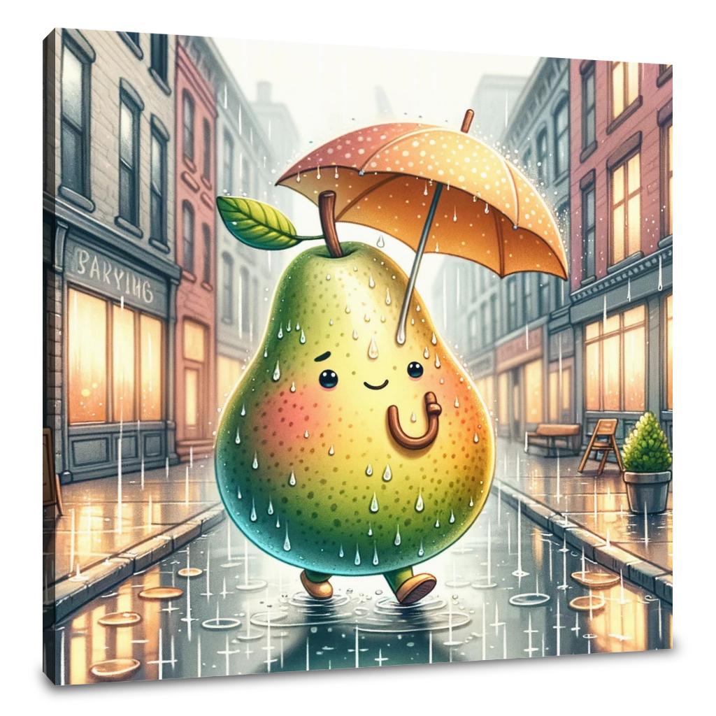 Rainy Day Pear Stroll Canvas