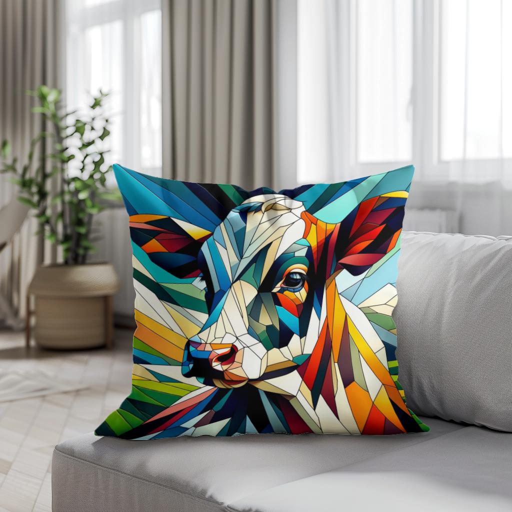 Cubist Contrast Cow Cotton Cushion