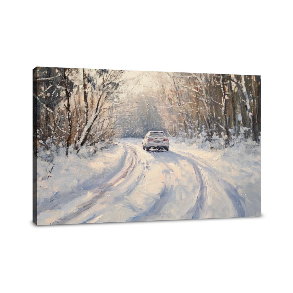 Snowy Car on Winter Canvas