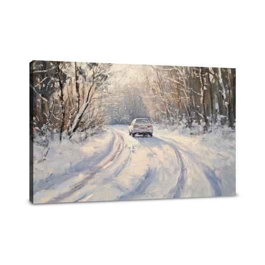 Snowy Car on Winter Canvas