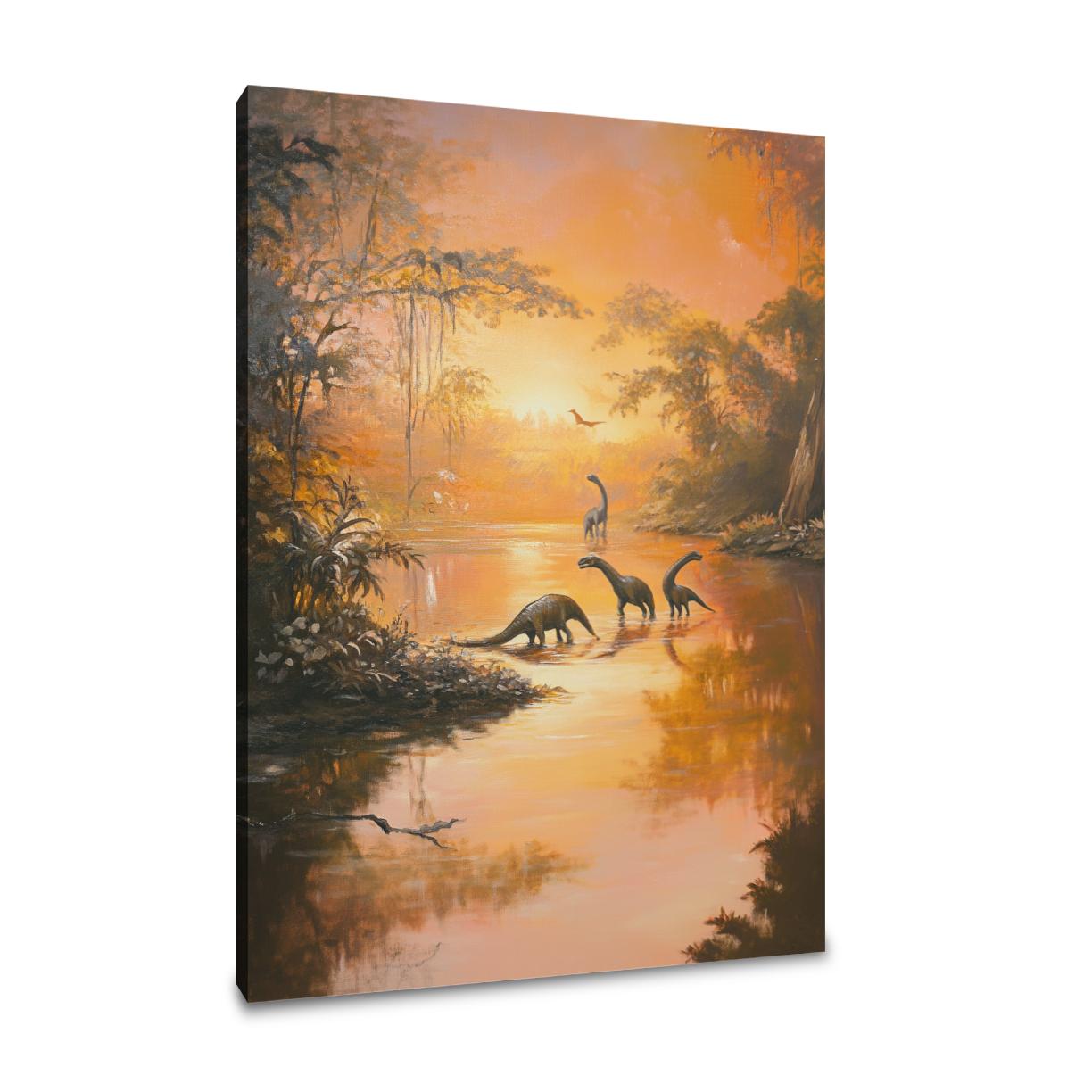 Dinosaurs on Shimmering Canvas