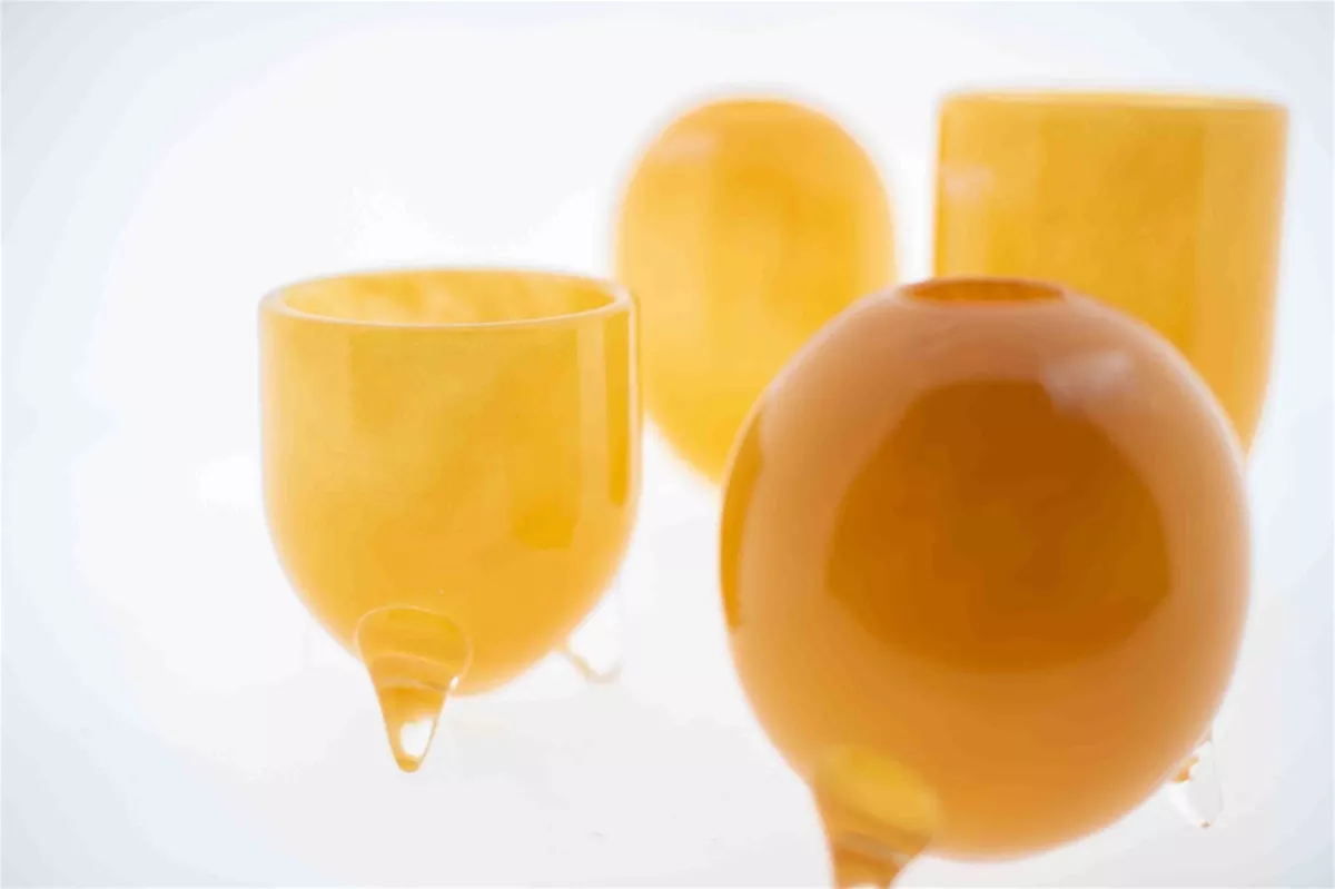 EVITA Mouthblown Glass Vases with Feet - Set of 4pcs - in Multiple Colours