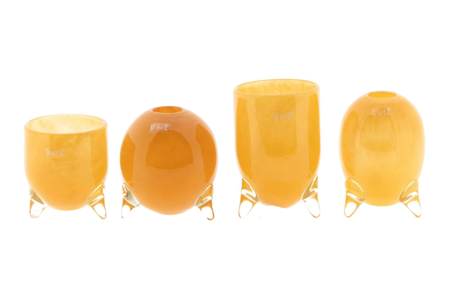 EVITA Mouthblown Glass Vases with Feet - Set of 4pcs - in Multiple Colours